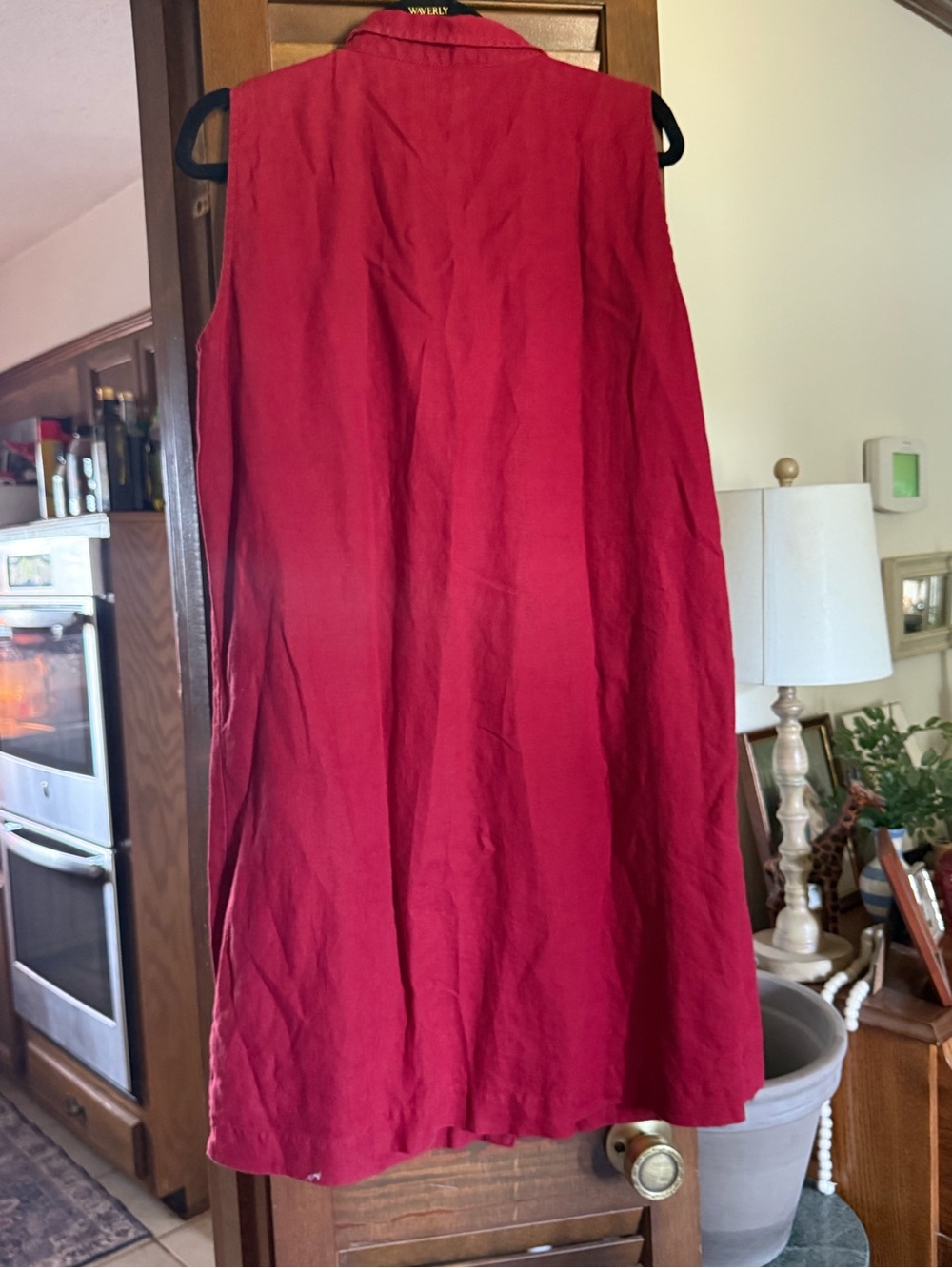 Garnet Hill 100% linen sleeveless shirt dress red 14 EUC - Picture 5 of 5